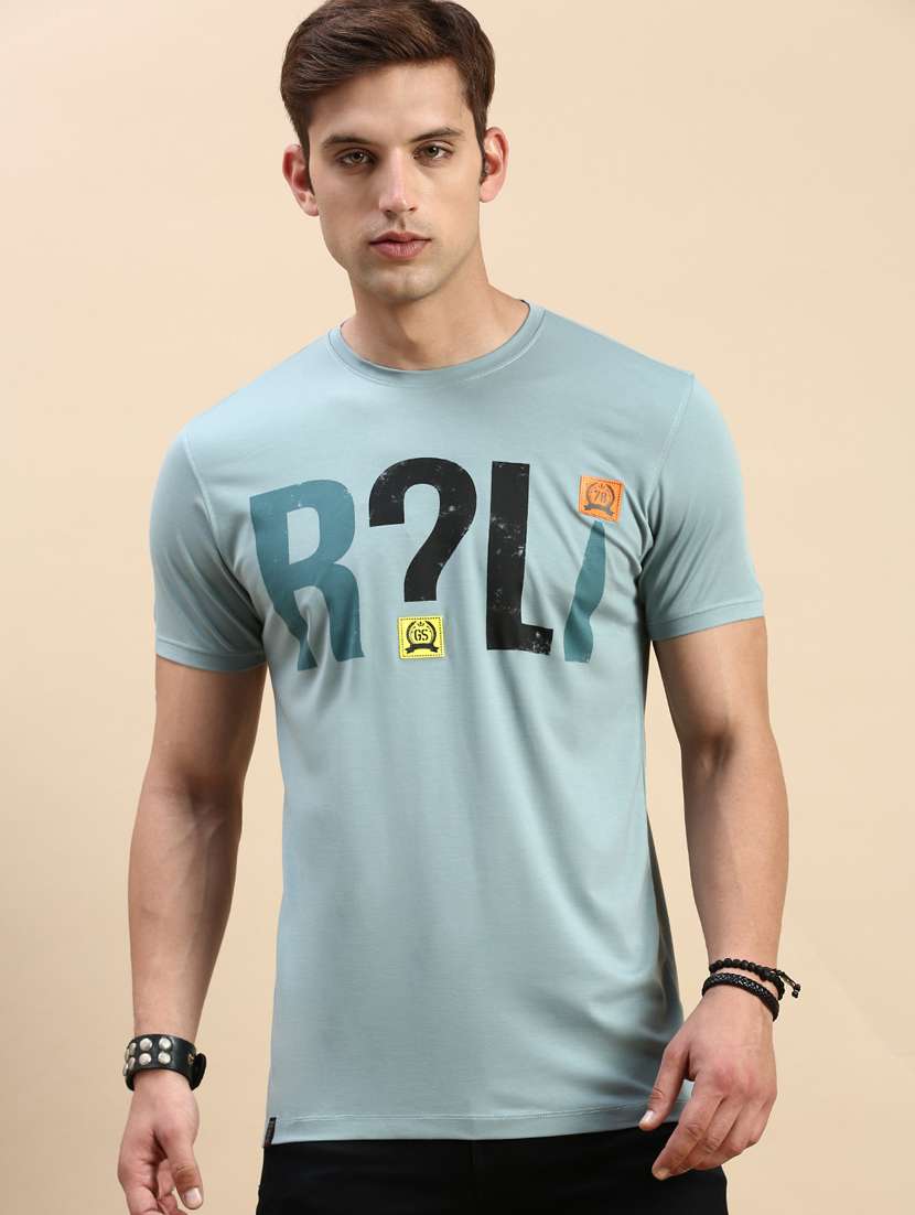 men round neck front print t-shirt