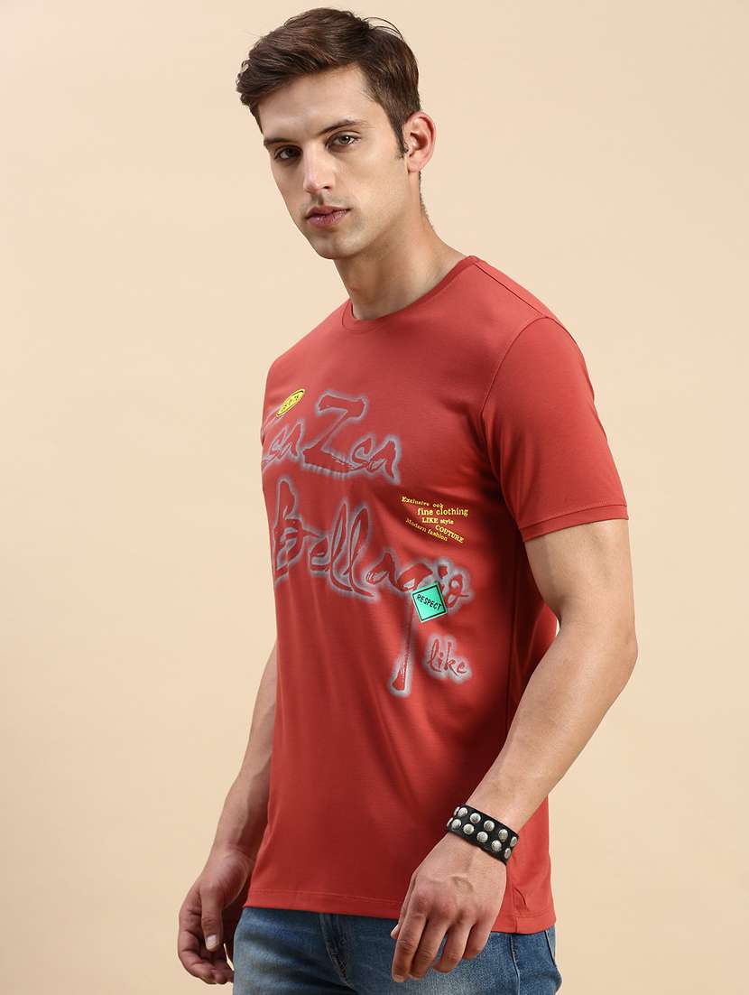men round neck front print t-shirt - 19856117 -  Standard Image - 2