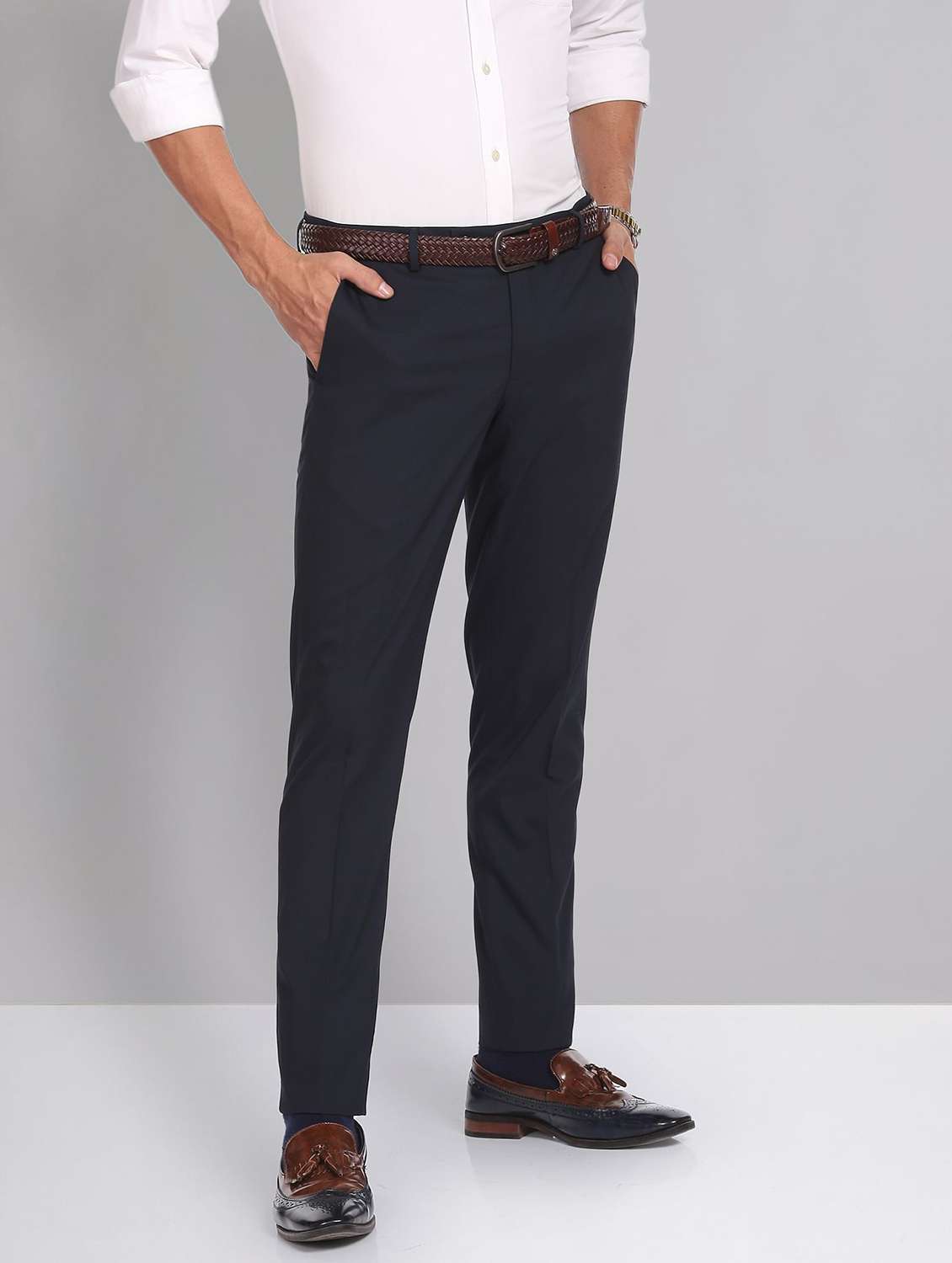 mid rise solid formal trouser - 19856232 - Standard Image - 2