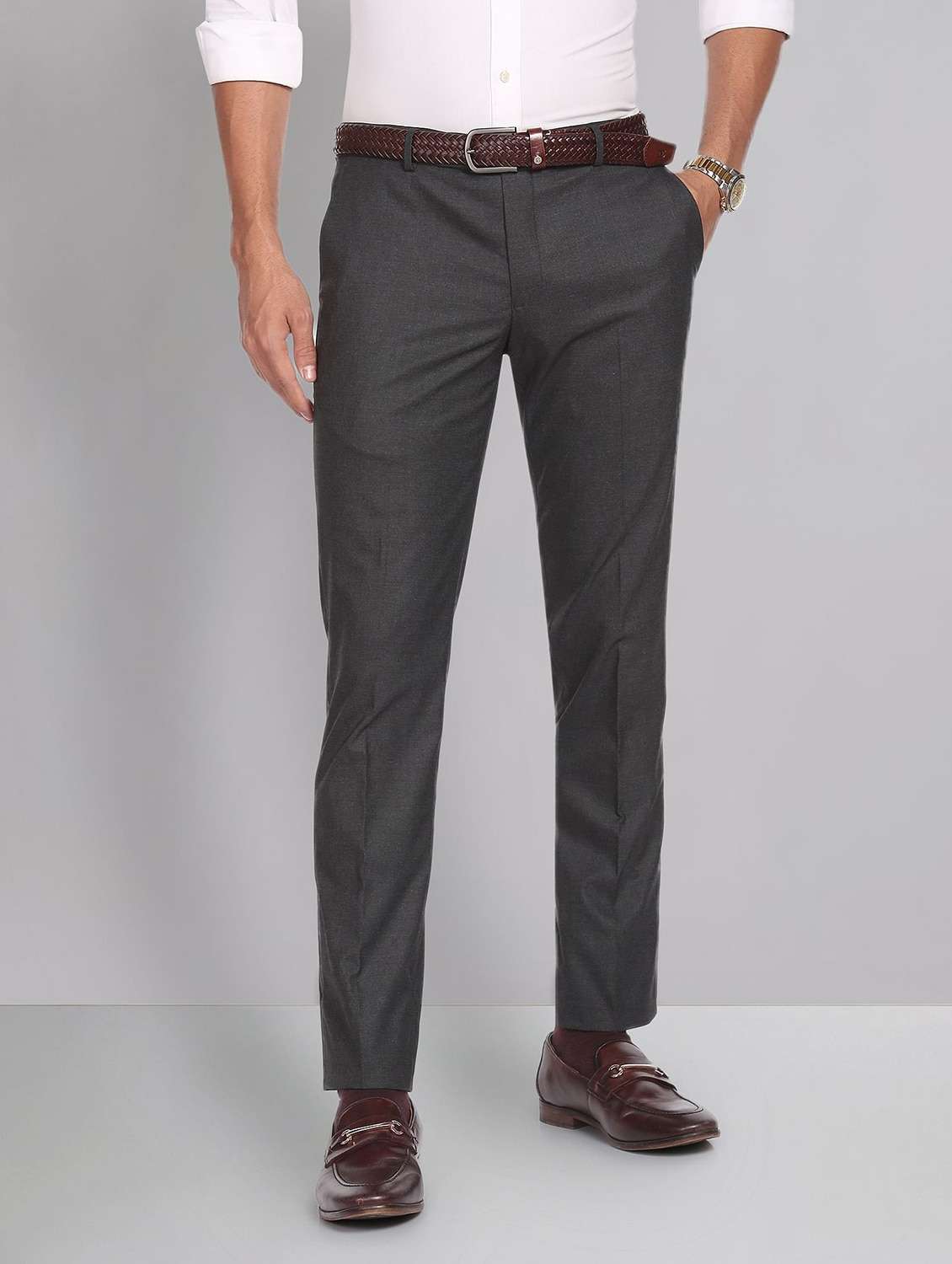 mid rise solid formal trouser