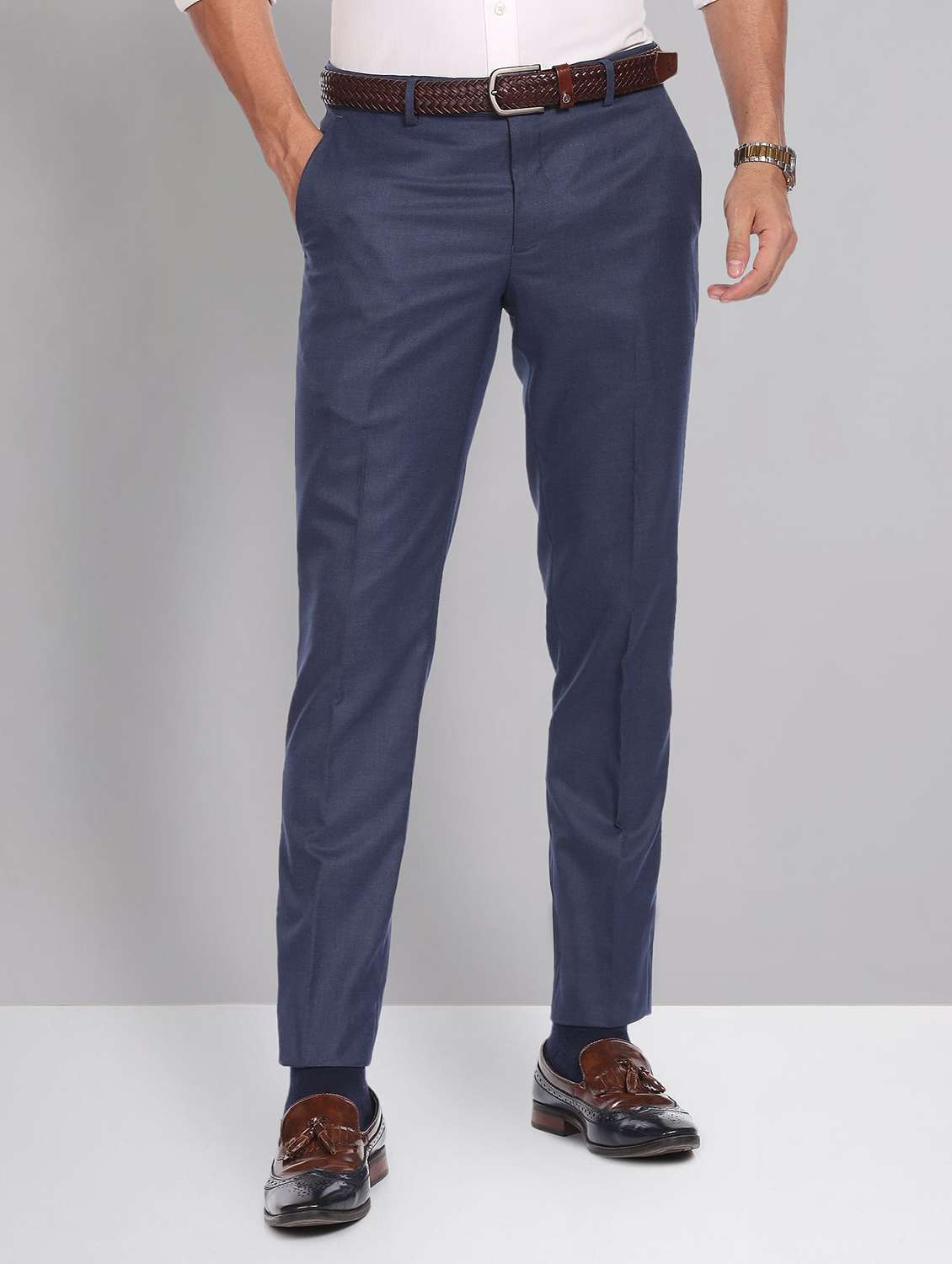 mid rise solid formal trouser