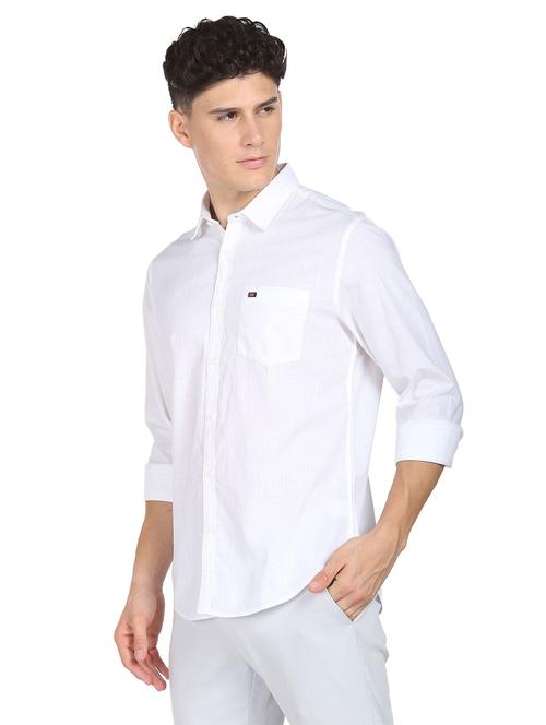 mens white regular fit solid casual shirt - 19856254 - Standard Image - 0