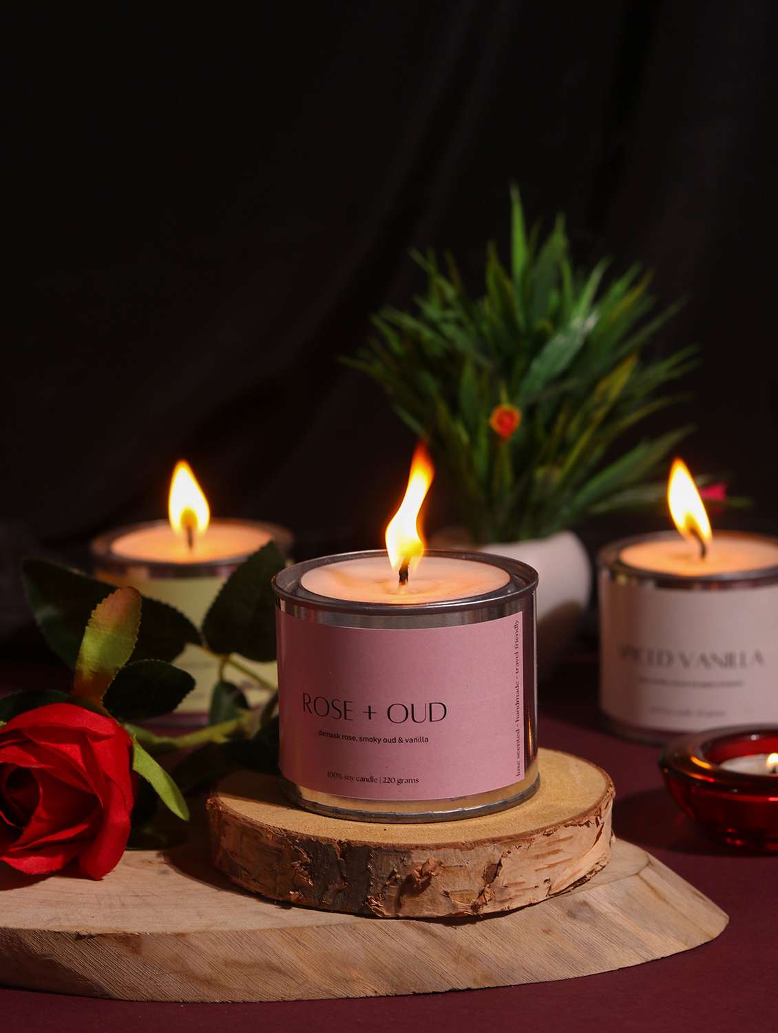 rose and oud scented candles gift set for home decor, decoration, bedroom - 19856646 - Zoom Image - 0