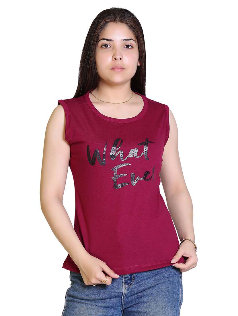 women's chest print round neck t-shirt