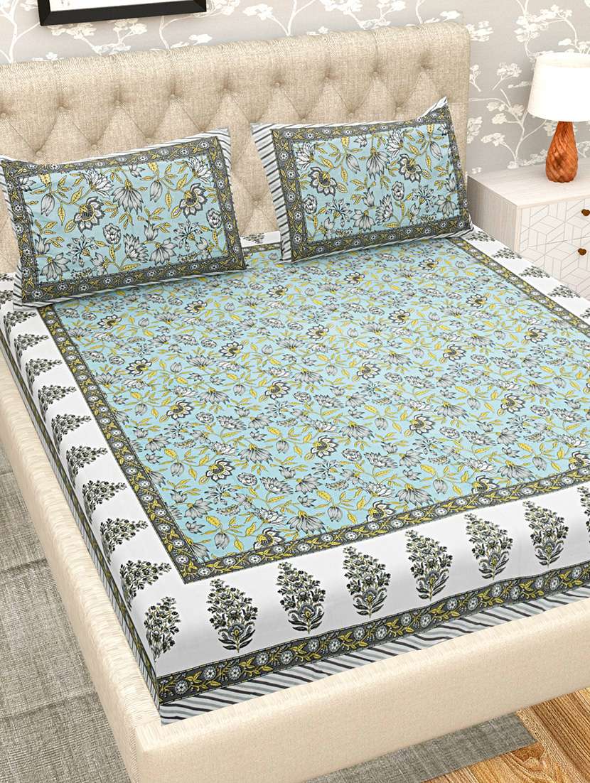 super king size fitted printed double bedsheets with 2 pillow covers