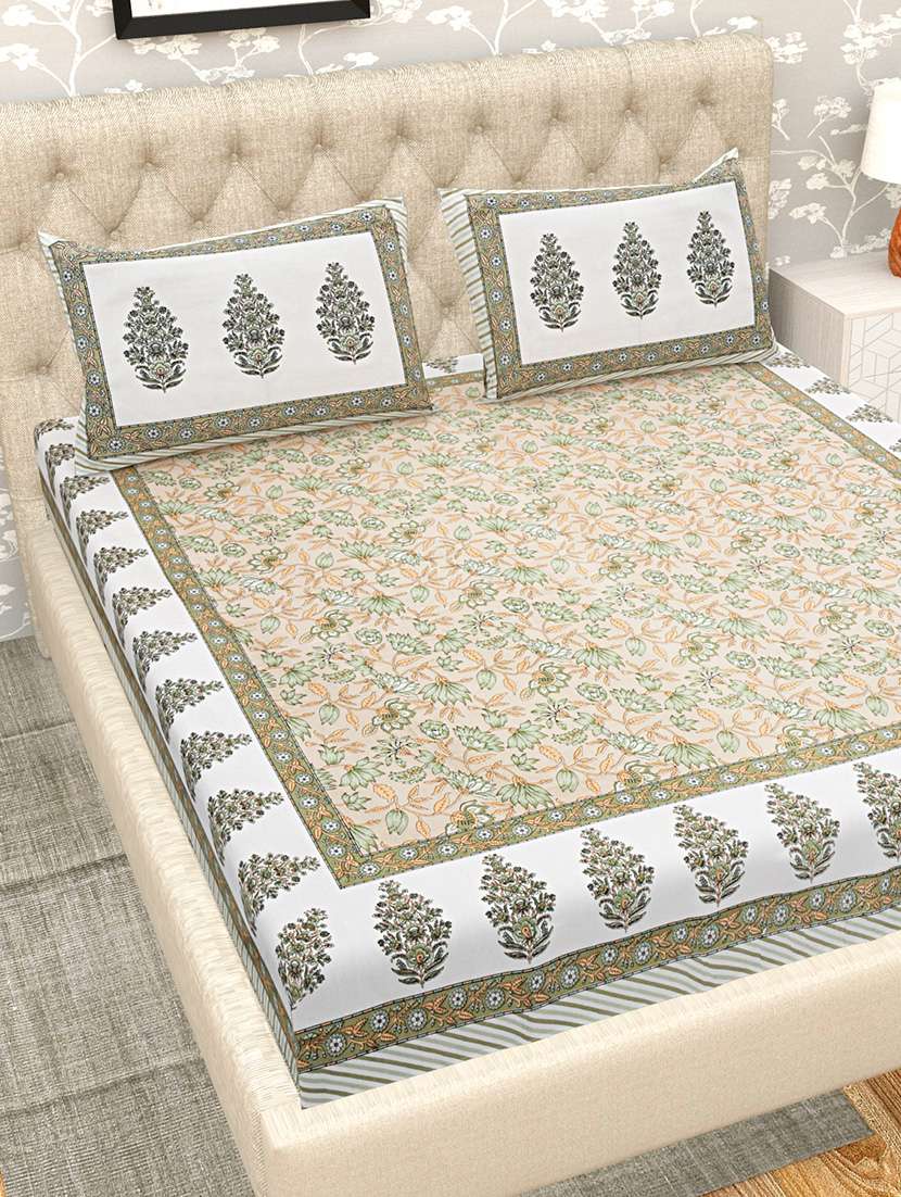 super king size fitted printed double bedsheets with 2 pillow covers