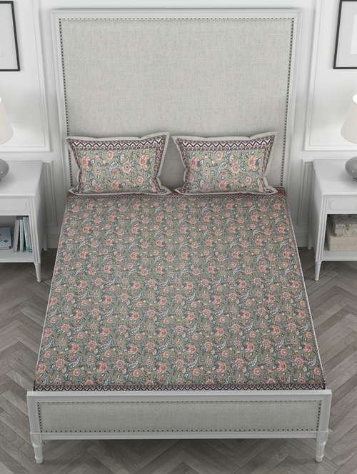 super king size fitted printed double bedsheets with 2 pillow covers - 19864056 -  Standard Image - 0