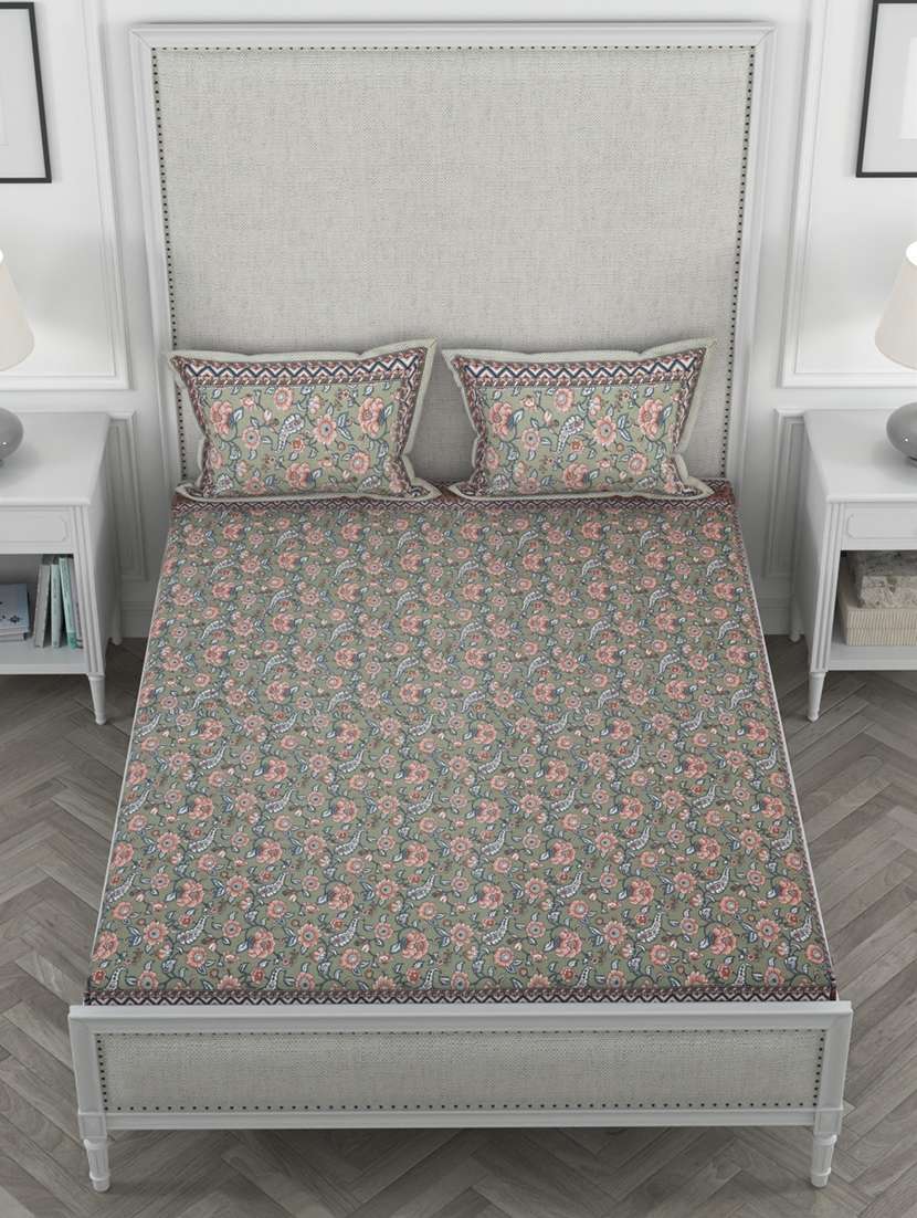 super king size fitted printed double bedsheets with 2 pillow covers