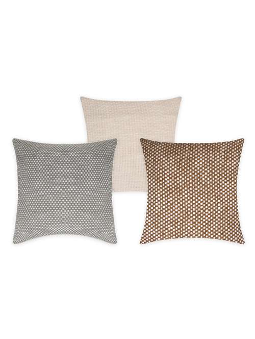 cotton two tone basket weave pattern cushion covers pack of 3 - 19865241 -  Standard Image - 0