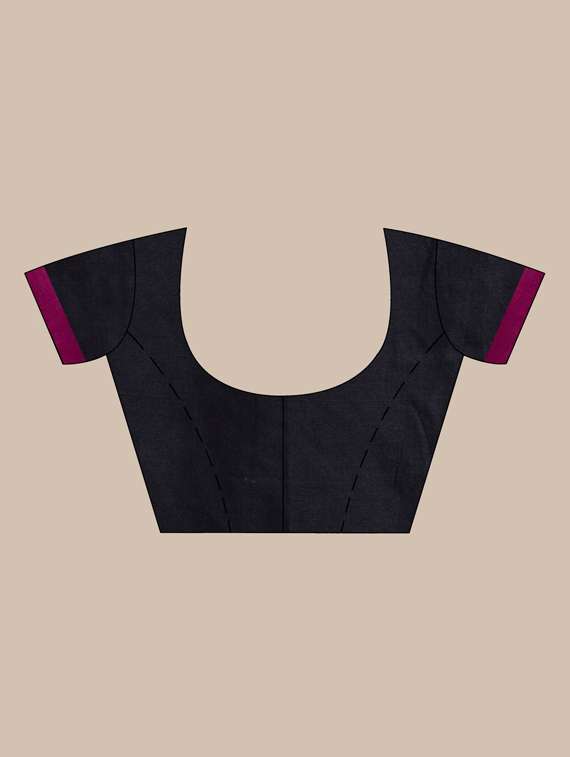 black cotton saree with blouse - 19866306 - Standard Image - 2