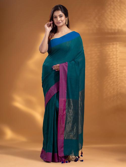 women's self design teal colored saree with blouse - 19866310 - Standard Image - 0