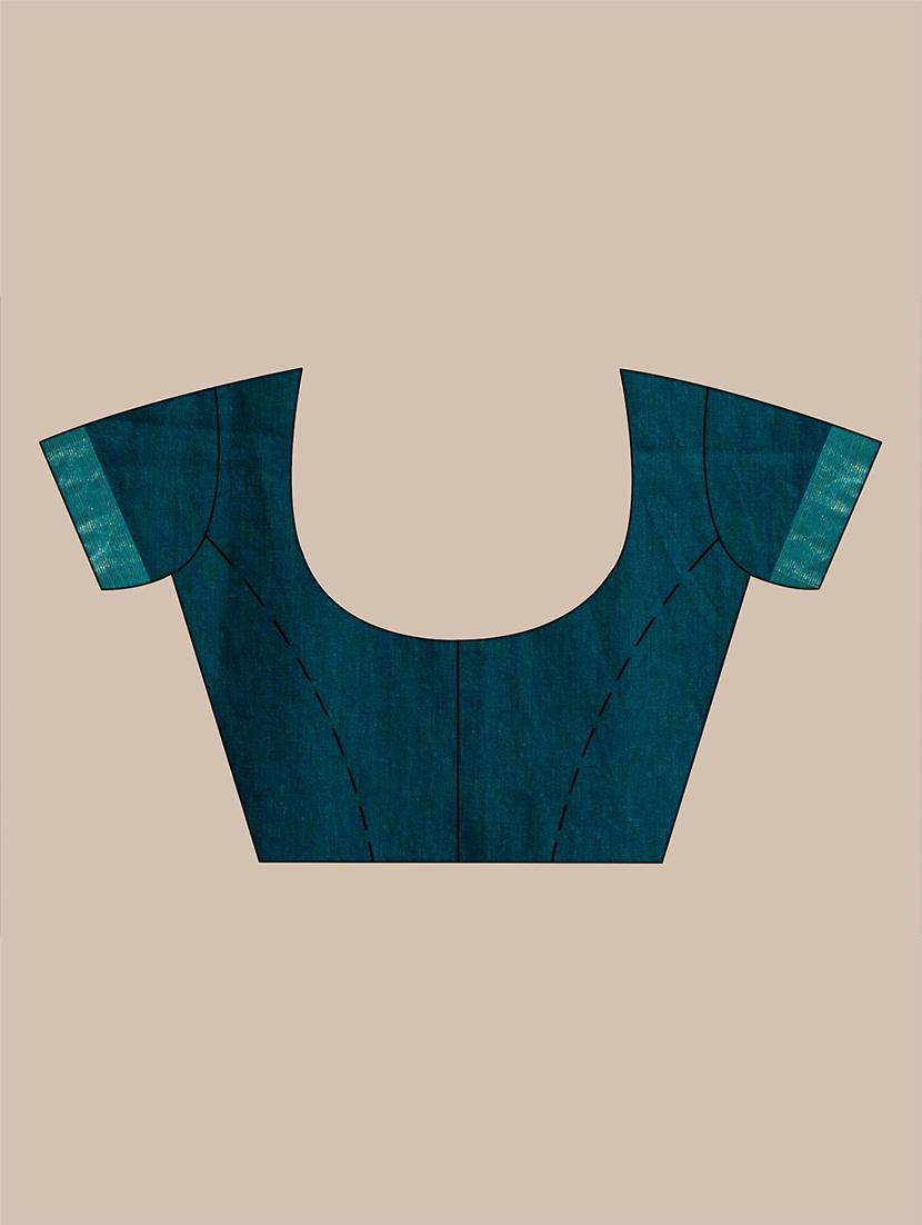 women's bordered royal blue colored saree with blouse - 19866334 - Standard Image - 2