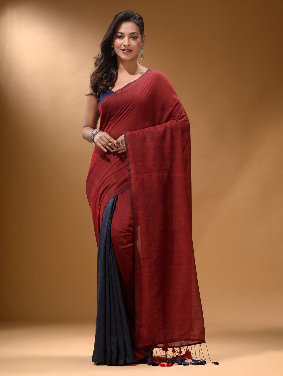 women's self design maroon colored saree with blouse - 19866524 - Zoom Image - 0