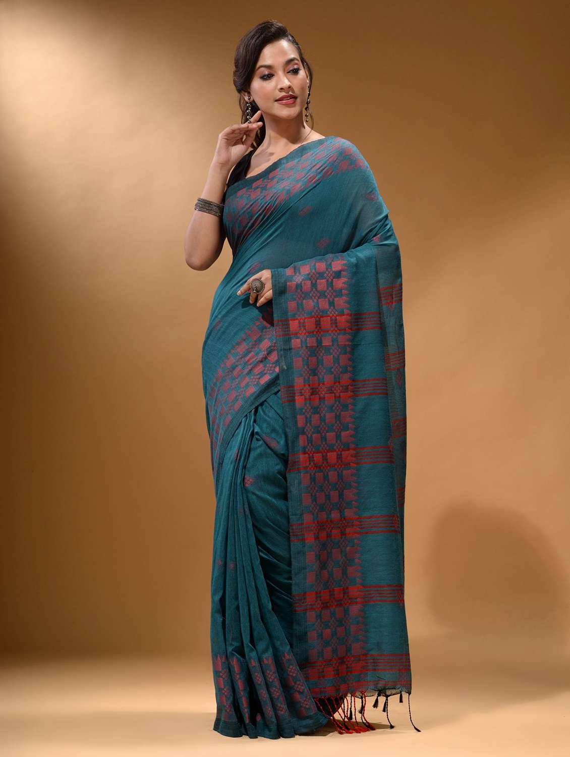 women's self design blue colored saree with blouse - 19866628 -  Zoom Image - 0