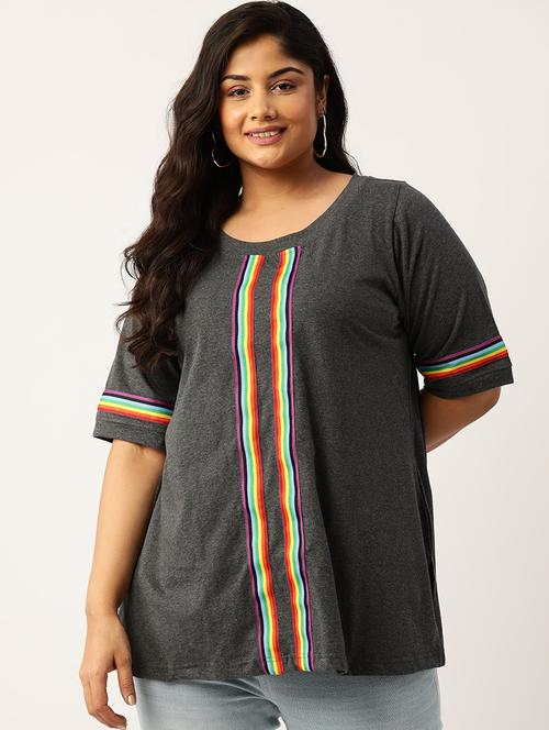 women's striped round neck t-shirt - 19866781 - Standard Image - 0