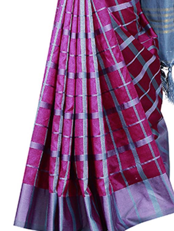 checkered printed saree - 19866876 - Standard Image - 2