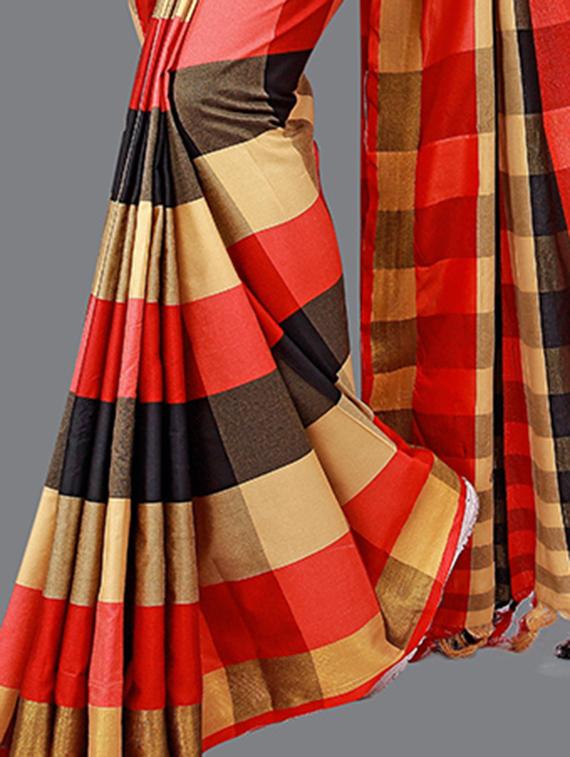 checkered chettinad saree - 19866880 - Standard Image - 2