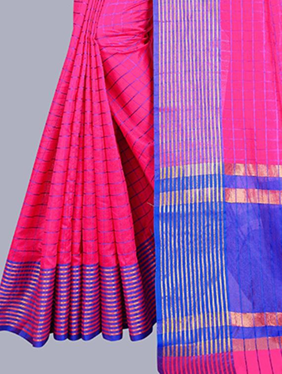 checkered printed saree with blouse - 19866887 - Standard Image - 2