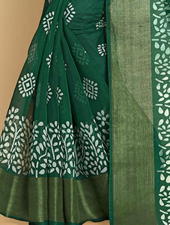 women's batik bottle green colored saree with blouse - 19866907 -  Standard Image - 2