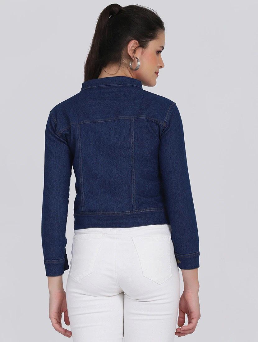 solid blue denim jacket - 19867042 - Standard Image - 2