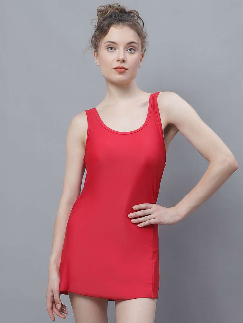 round neck solid swimsuit