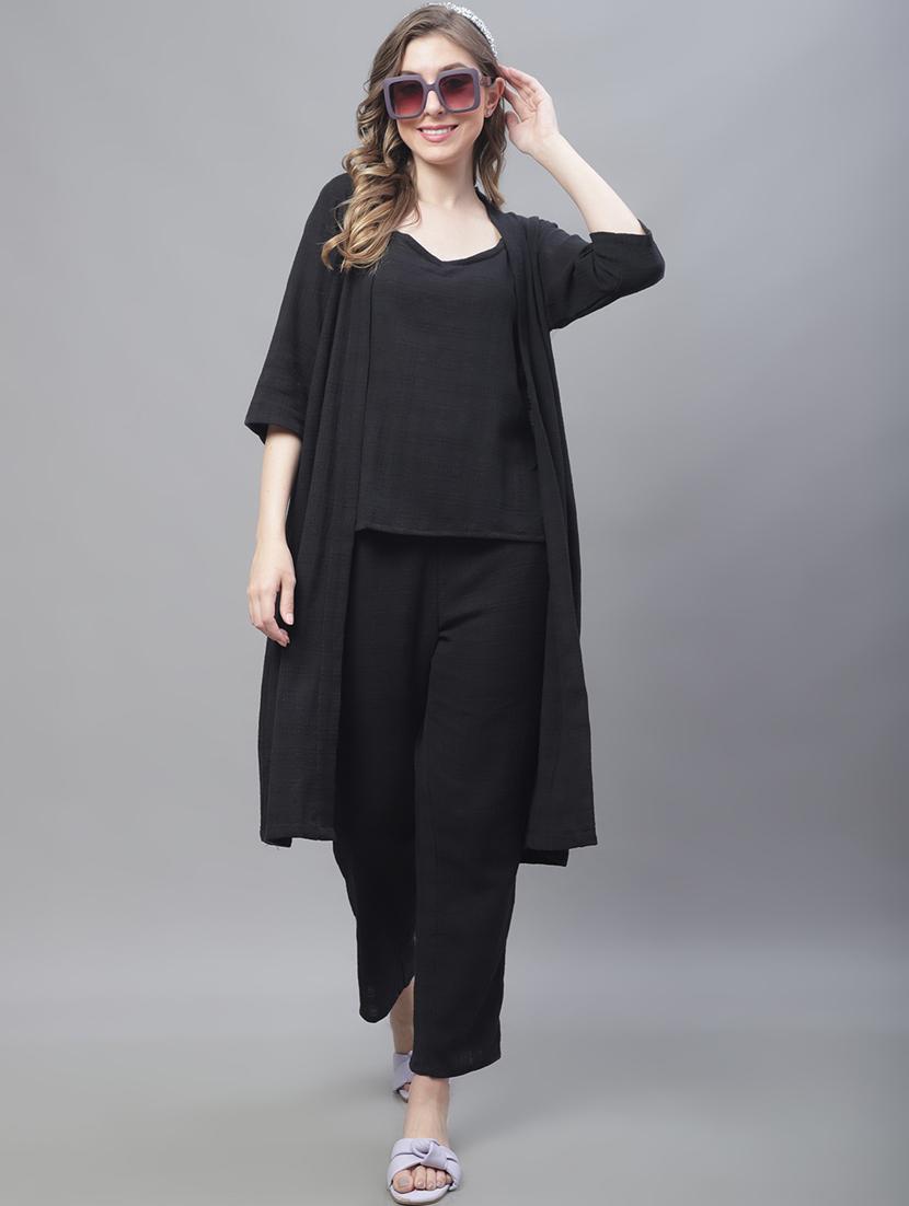 v-neck solid nightwear pyjama set - 19867446 - Standard Image - 2