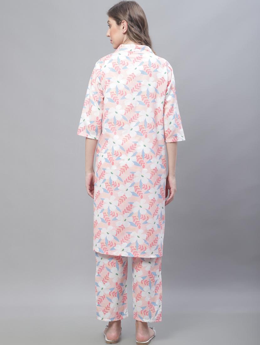 v-neck printed nightwear pyjama set - 19867449 - Standard Image - 2