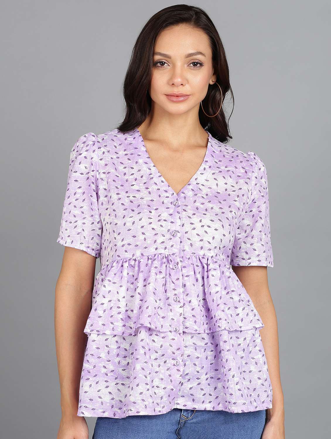 women's layered v neck top