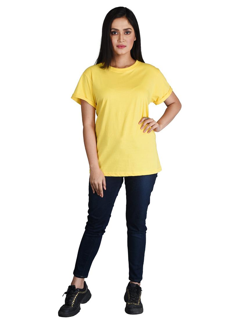 women's plain round neck t-shirt - 19869082 - Standard Image - 2