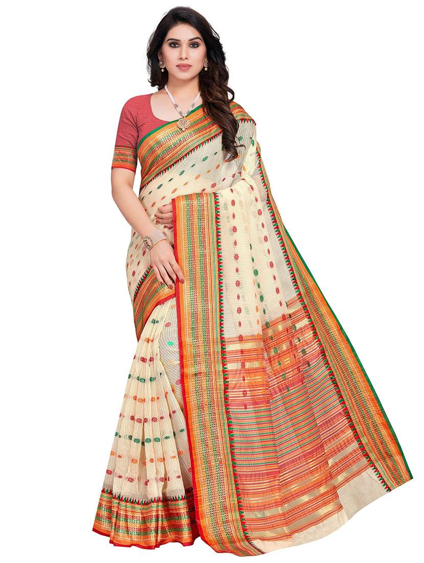 women's self design multi colored saree with blouse