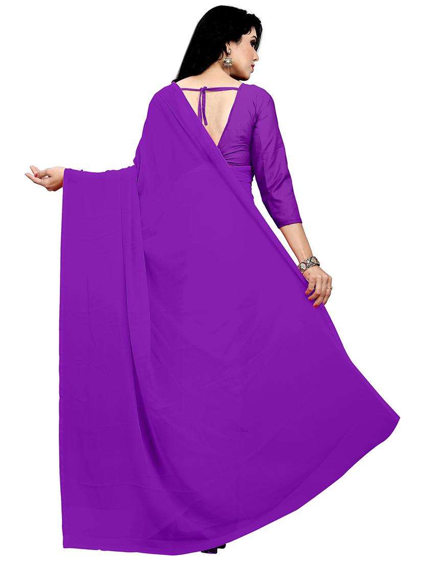 women's solid purple colored saree with blouse - 19870384 -  Standard Image - 2