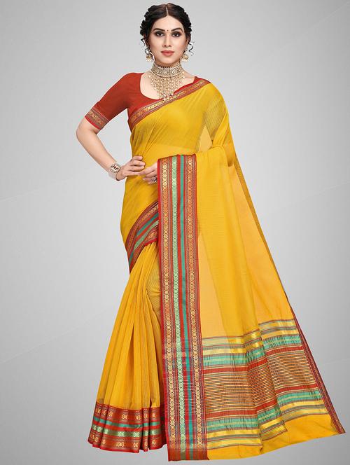 women's self design orange colored saree with blouse - 19870390 - Standard Image - 0
