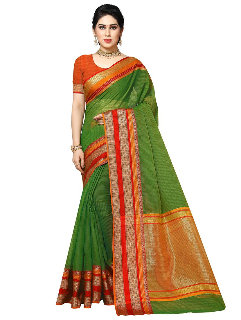 women's self design green colored saree with blouse - 19870463 - Zoom Image - 0