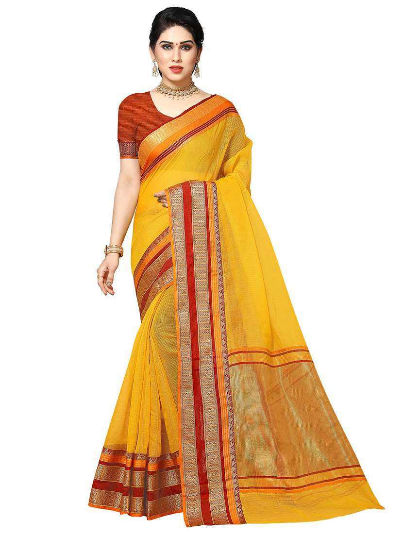 women's self design yellow colored saree with blouse - 19870469 - Zoom Image - 0