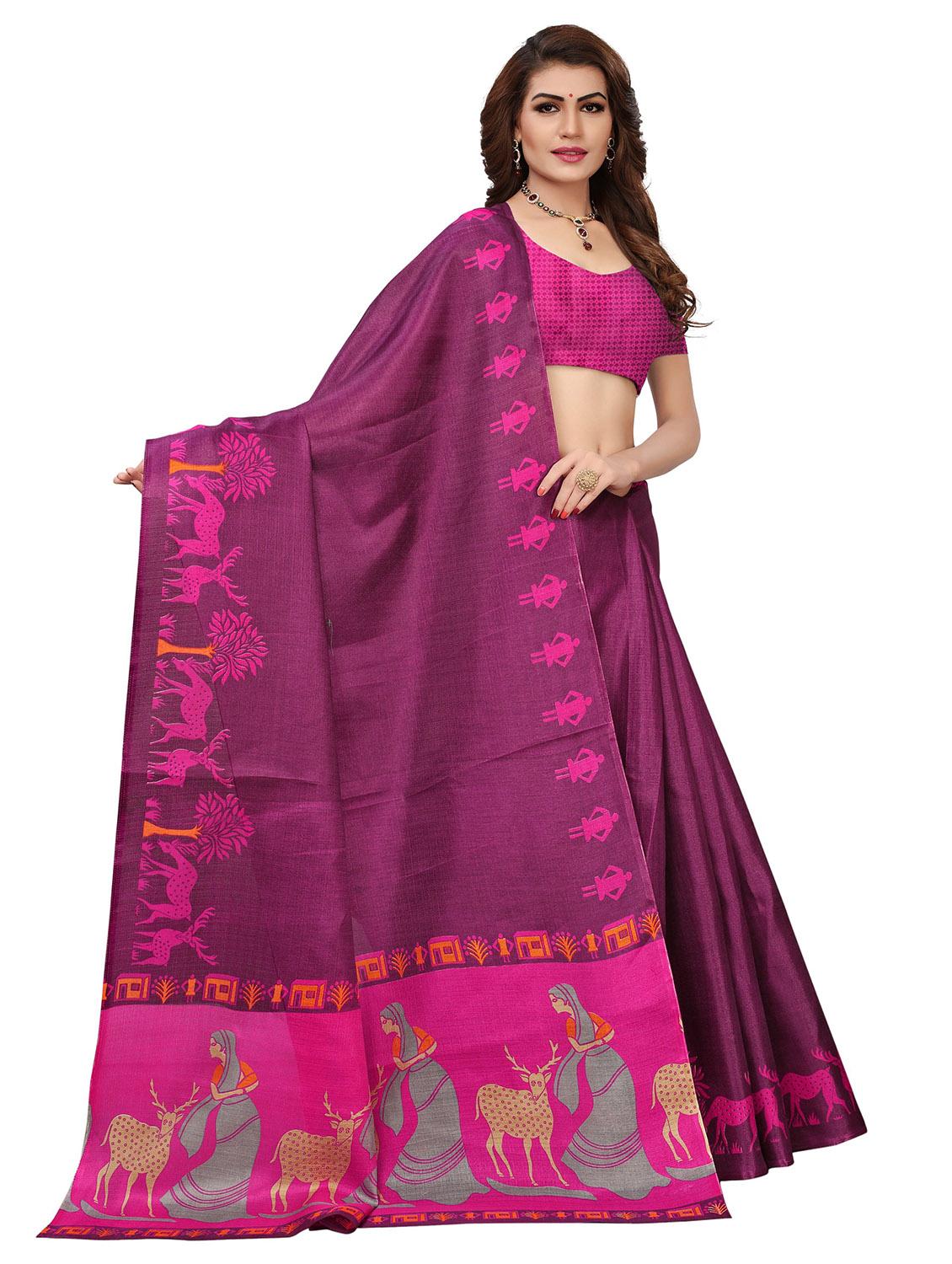 self design printed saree with blouse - 19870924 - Standard Image - 2