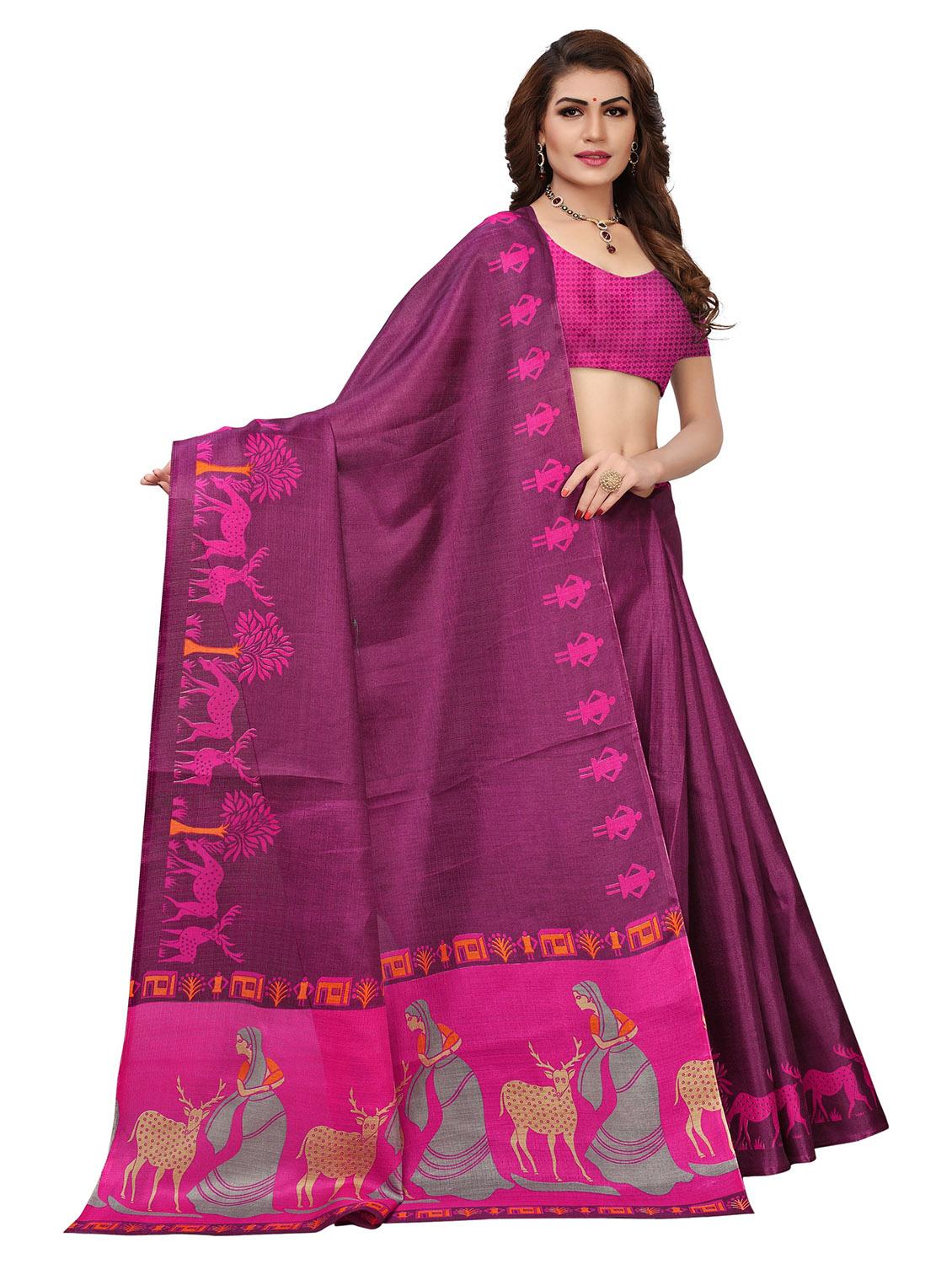 self design printed saree with blouse - 19870931 - Standard Image - 2