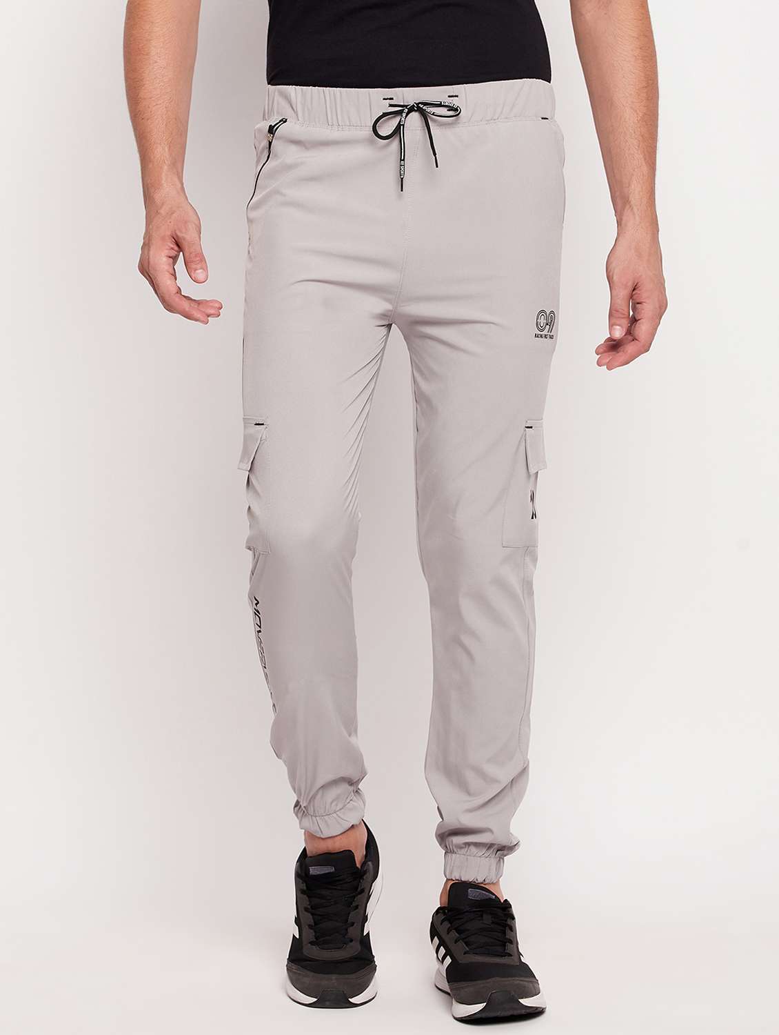 grey solid polyester jogger