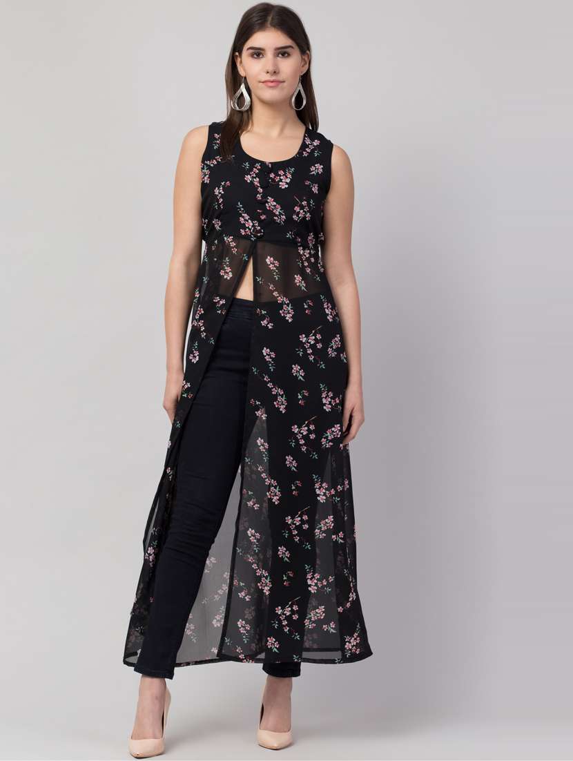 florals printed front slit kurta