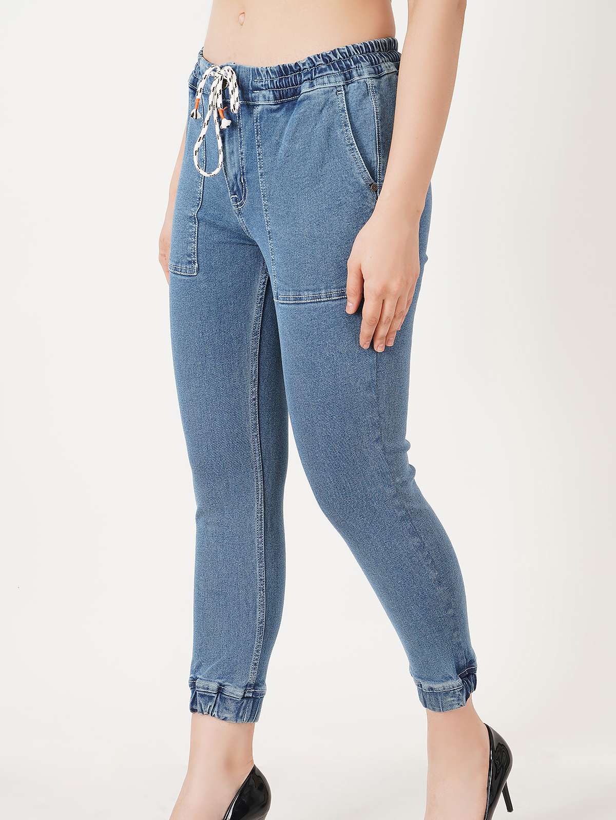 blue waist drawstring jogger - 19871830 - Standard Image - 2