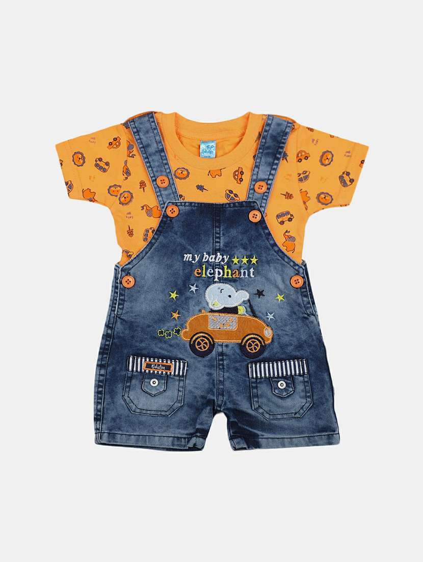 elephant stone wash denim dungaree set