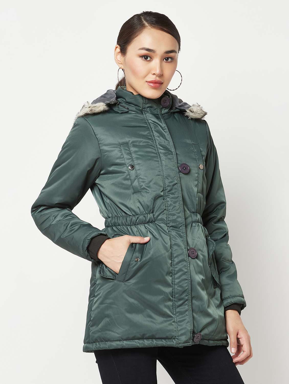 green solid polyester jacket - 19872895 - Standard Image - 2