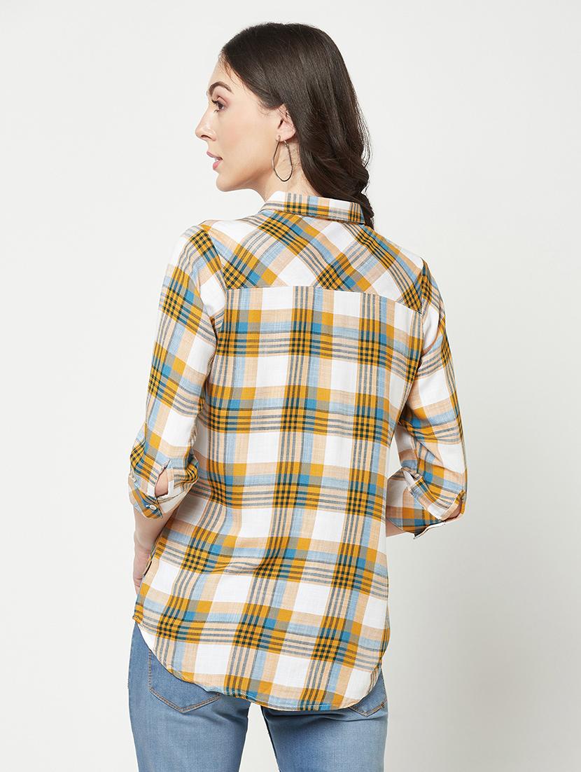 yelow check print regular shirt - 19874824 - Standard Image - 2