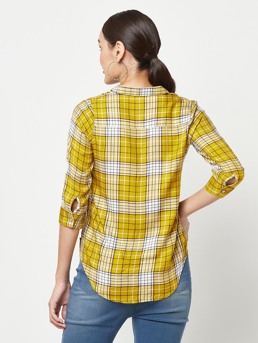 yellow check print regular shirt - 19874833 - Standard Image - 2