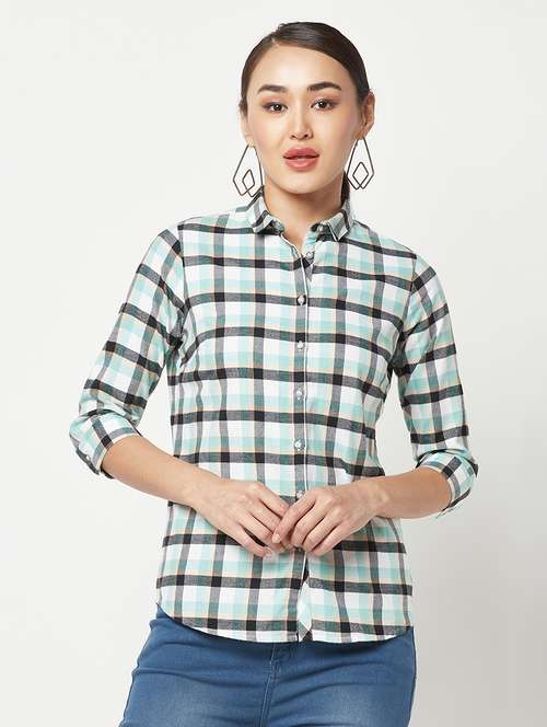 blue check print regular shirt - 19874835 - Standard Image - 0