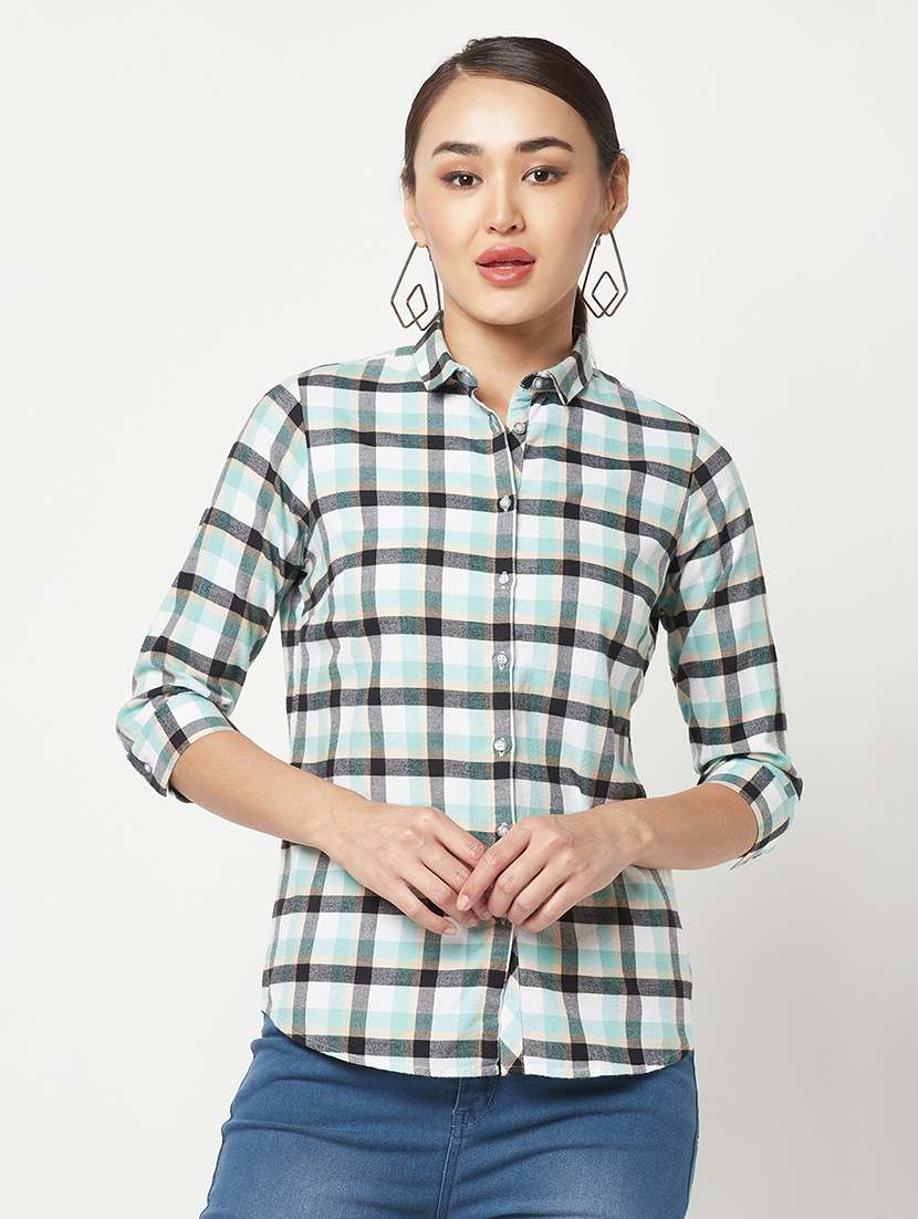 blue check print regular shirt - 19874835 - Zoom Image - 0