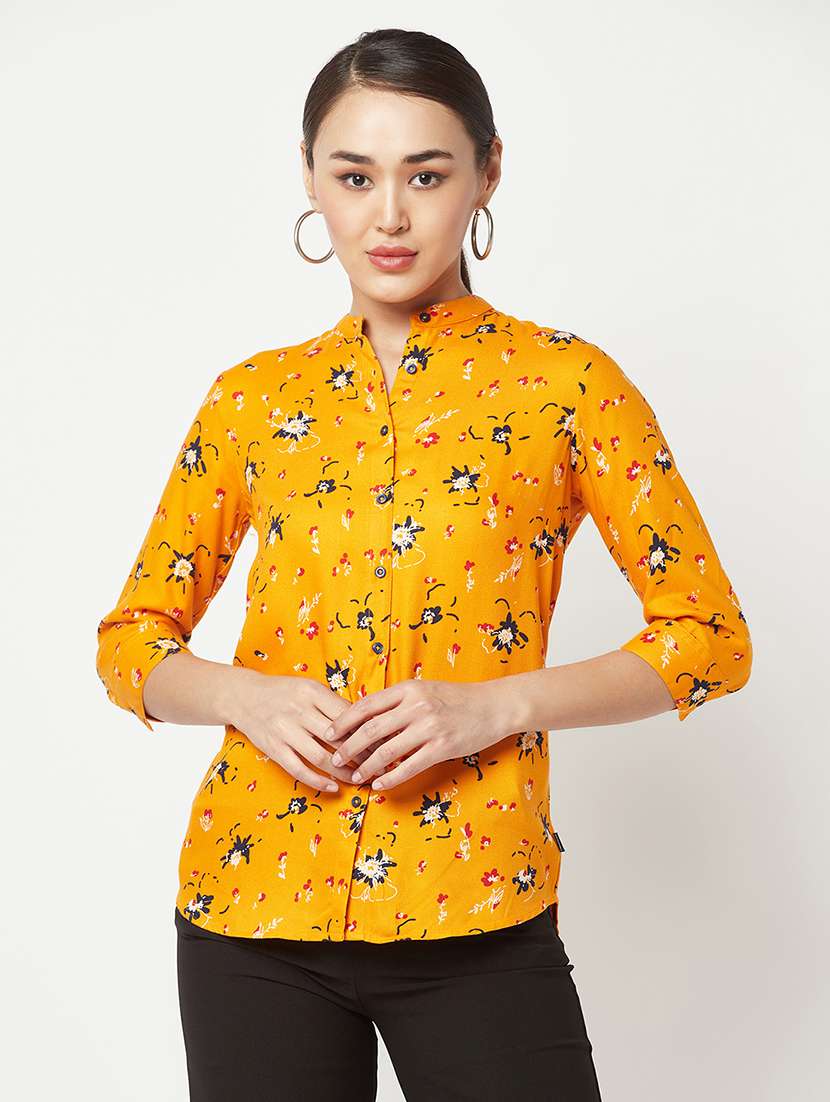 yellow printed regular shirt