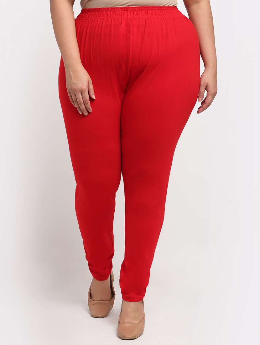 red cotton leggings