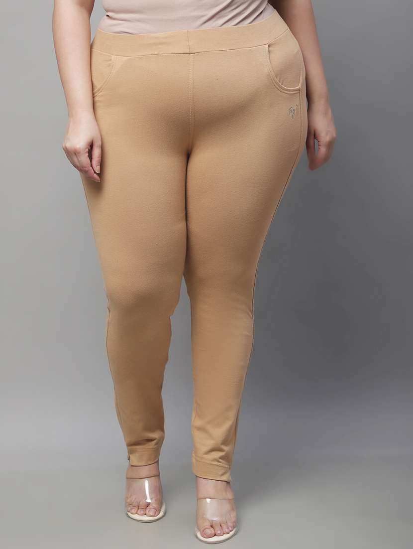 beige cotton leggings