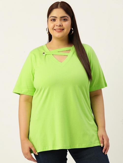 womenplus size solid v neck top - 19874940 - Standard Image - 0