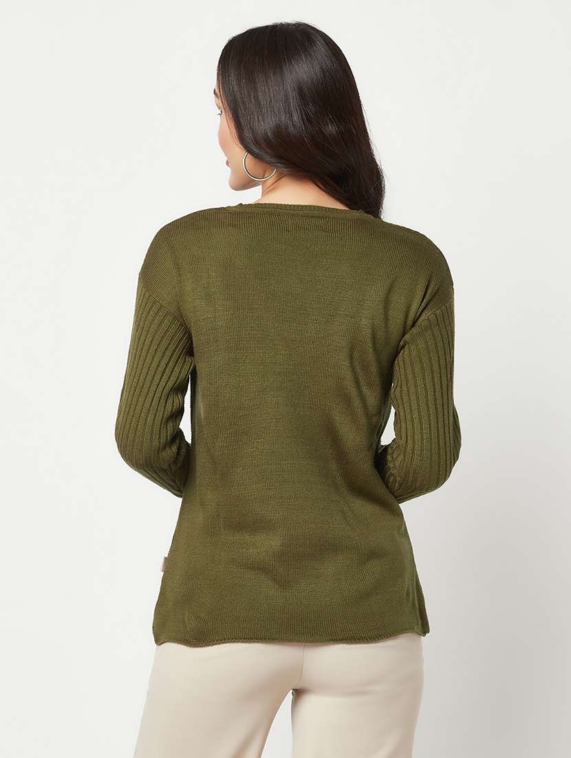round neck solid sweater - 19875025 - Standard Image - 2
